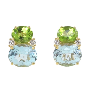 Peridot and Blue Topaz Twin Stone Earrings