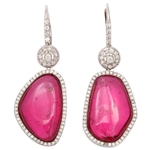 Pink Tourmaline Asymetrical Earrings