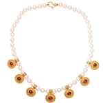 REINSTEIN-ROSS Cultured Pearl Ruby Gold Necklace