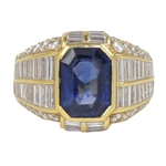 18K Yellow Gold Sapphire & Diamond Ring